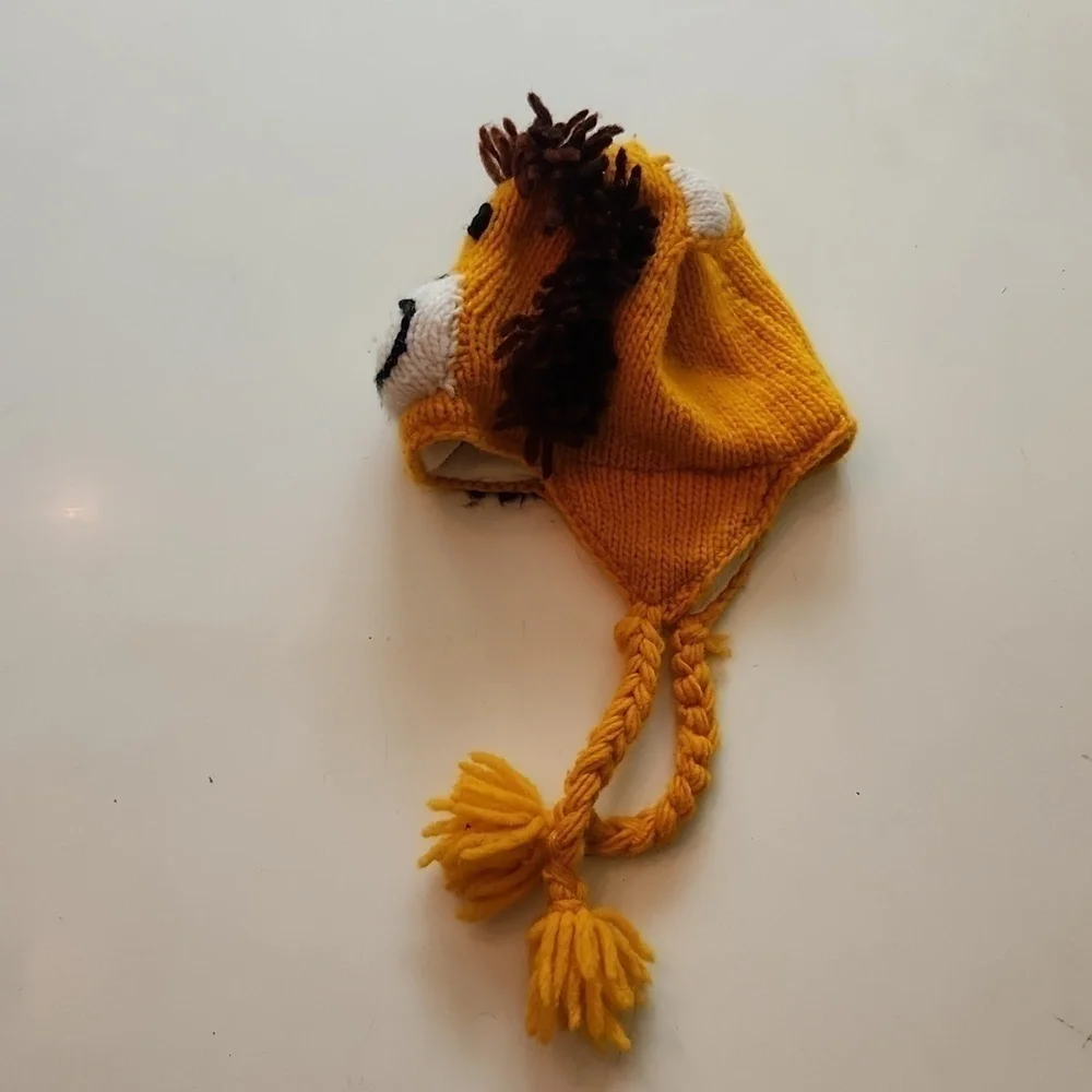 Lion knit crochet beanie hat